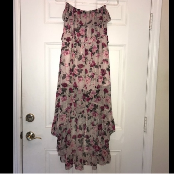 Papaya Dresses & Skirts - Papaya pink and cream floral high-low dress